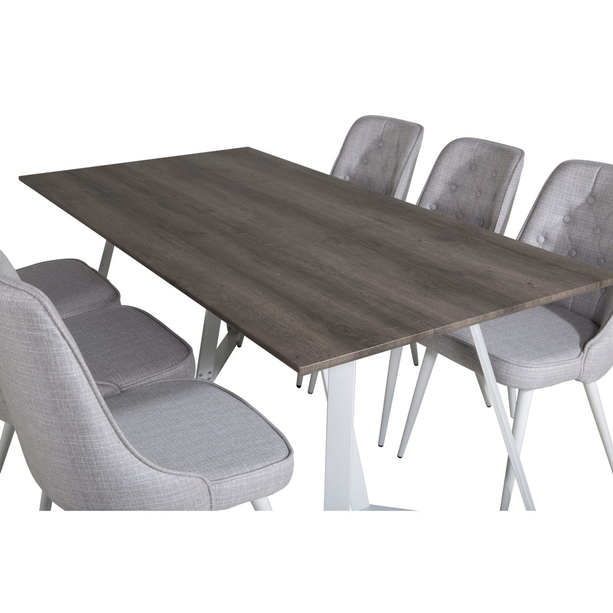 Marina, Velvet Deluxe Rektangulär matgrupp Vit, Grå,Vit, 180 x 90