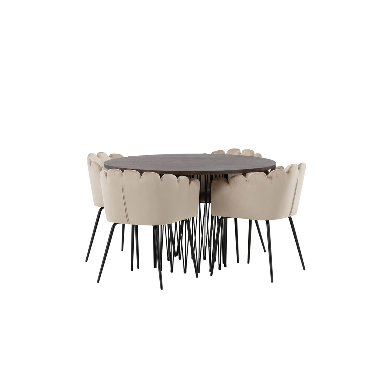 Stone, Limhamn Rund matgrupp Beige,Svart, Svart, mocka, ⌀120