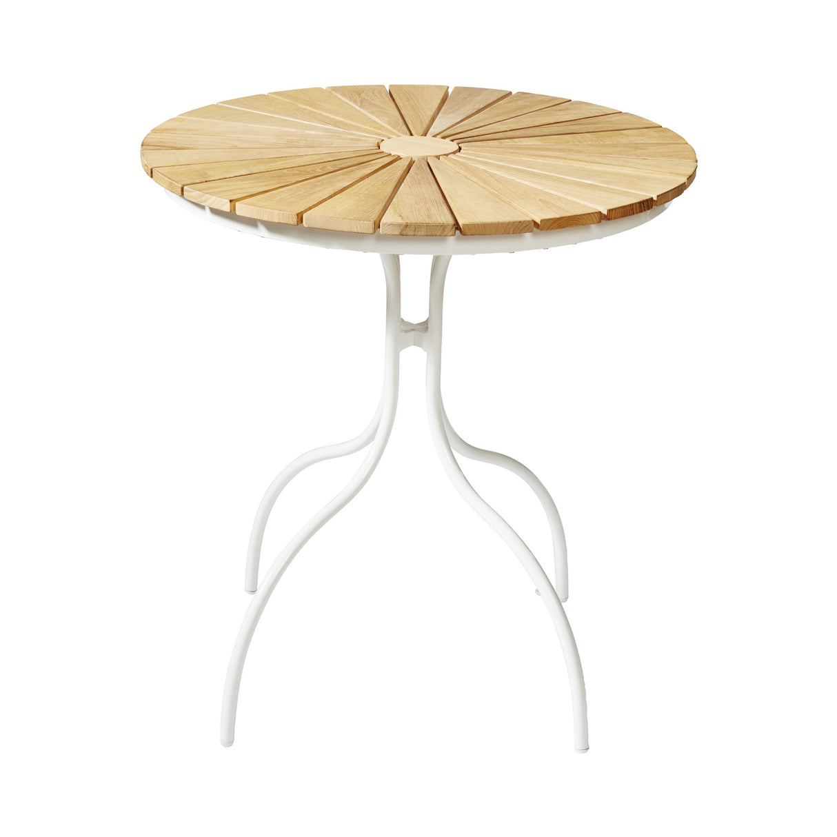 Ellen Cafébord Ø80cm i Teak och Aluminium Vit