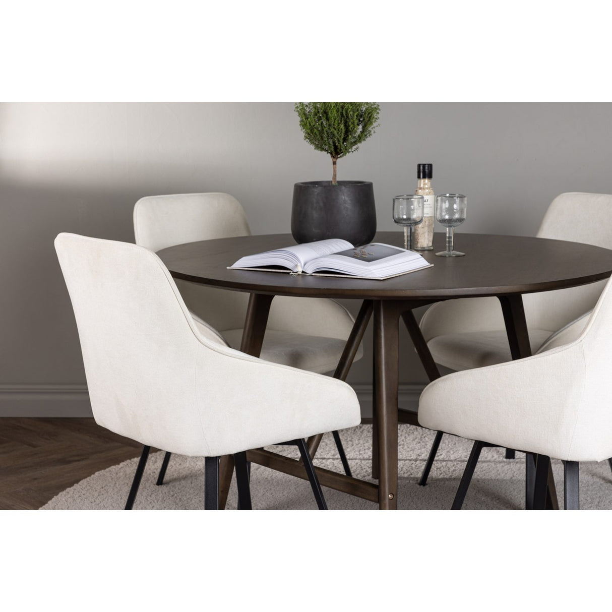 Kaseidon, Rosie Rund matgrupp Beige, svart, Mörkbrun, ⌀100