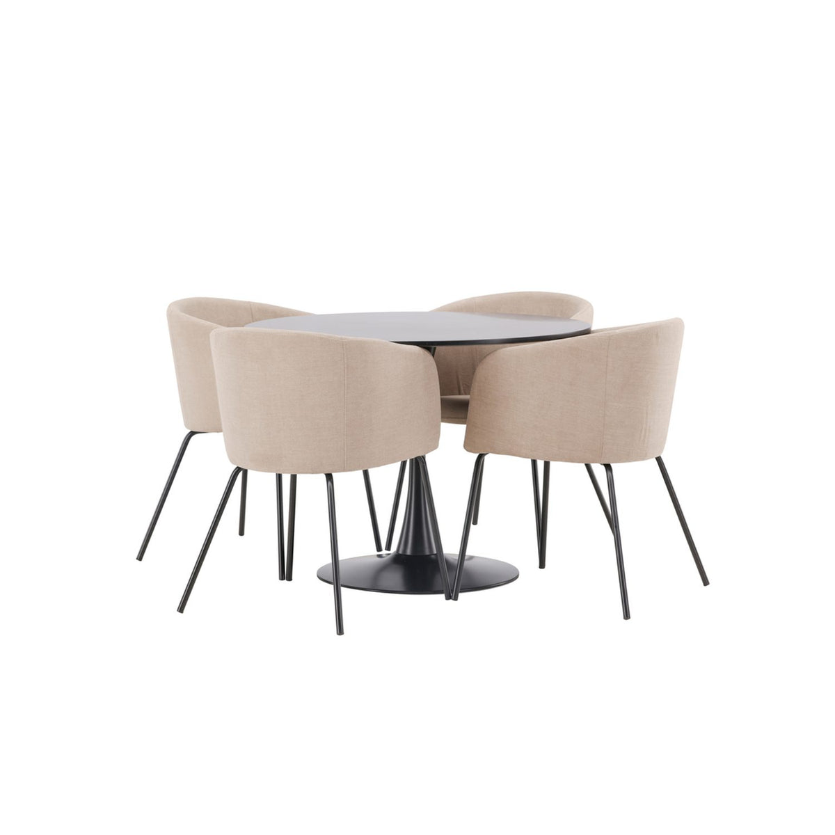 Glade, Berit Rund matgrupp Beige, Svart, Svart, ⌀100