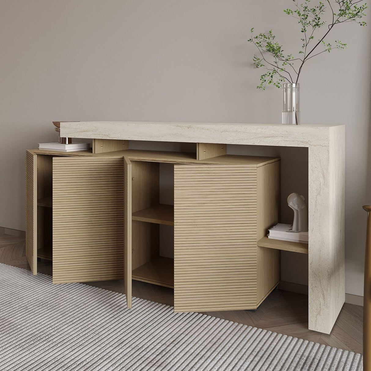Cork (170 x 80 x 35 cm) Konsolbord Travertin, varm ek
