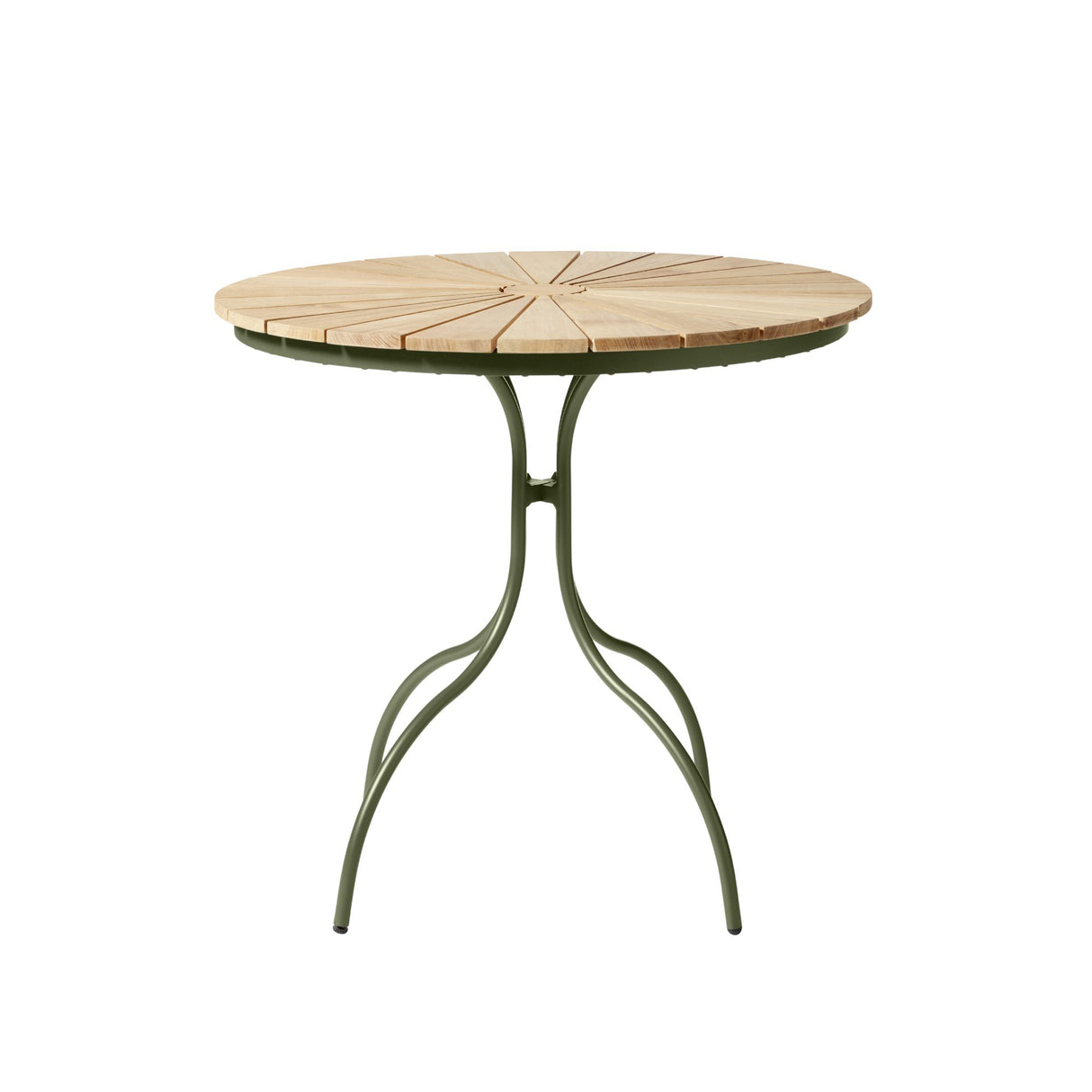 Ellen Cafébord Ø80cm i Teak och Aluminium Grön