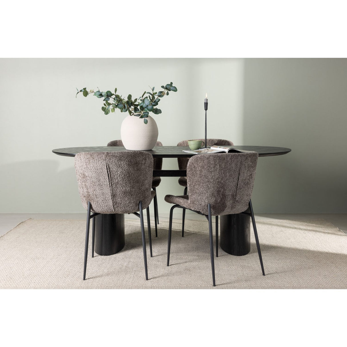 Isolde, Modesto Oval matgrupp Svart,Brun, Svart, 180 x 90