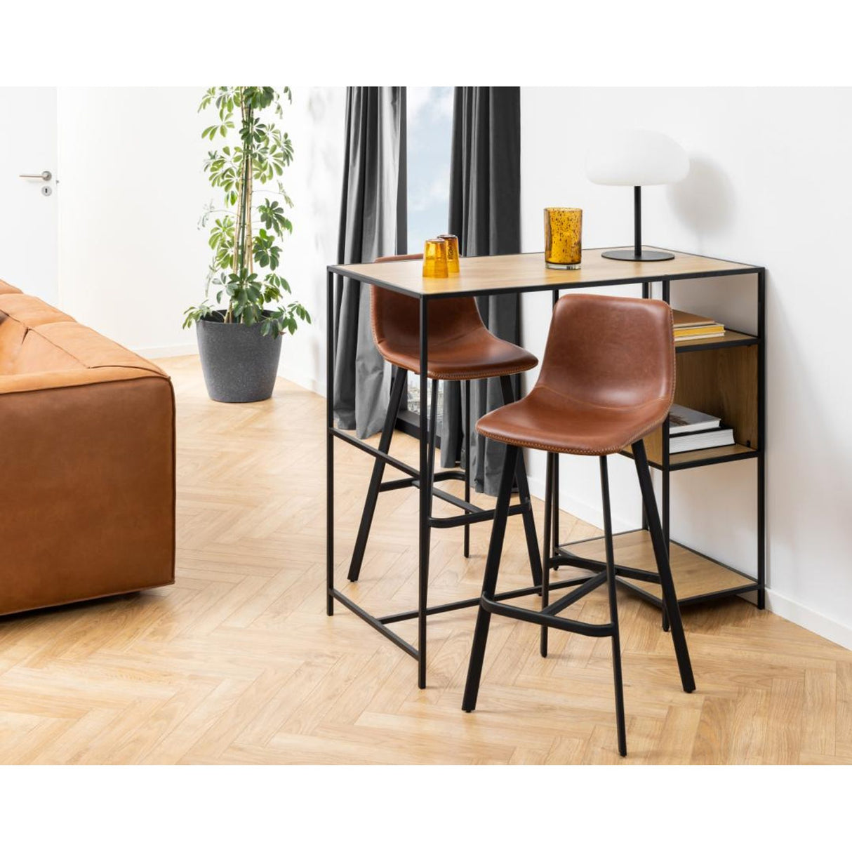 Mathilde Barstol Hög PU Vintage Konjak