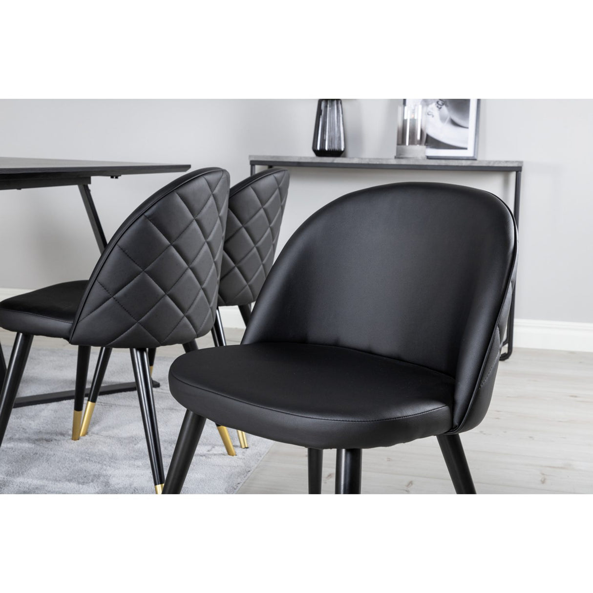 Marina, Velvet Rektangulär matgrupp Svart,Guld, Svart, 180 x 90