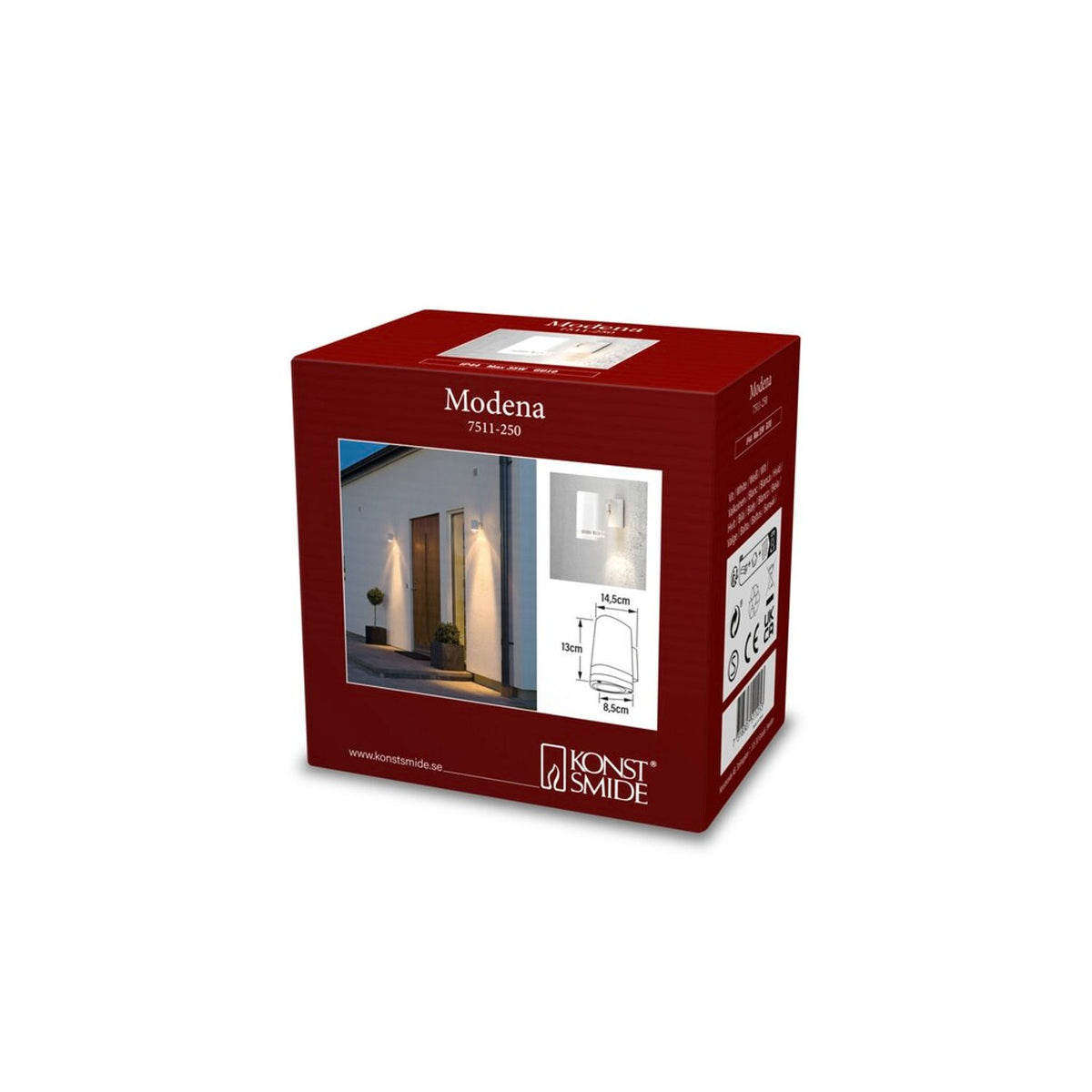 Modena GU10 Ned Transparent Vägglampa Ute Vit, 13 cm
