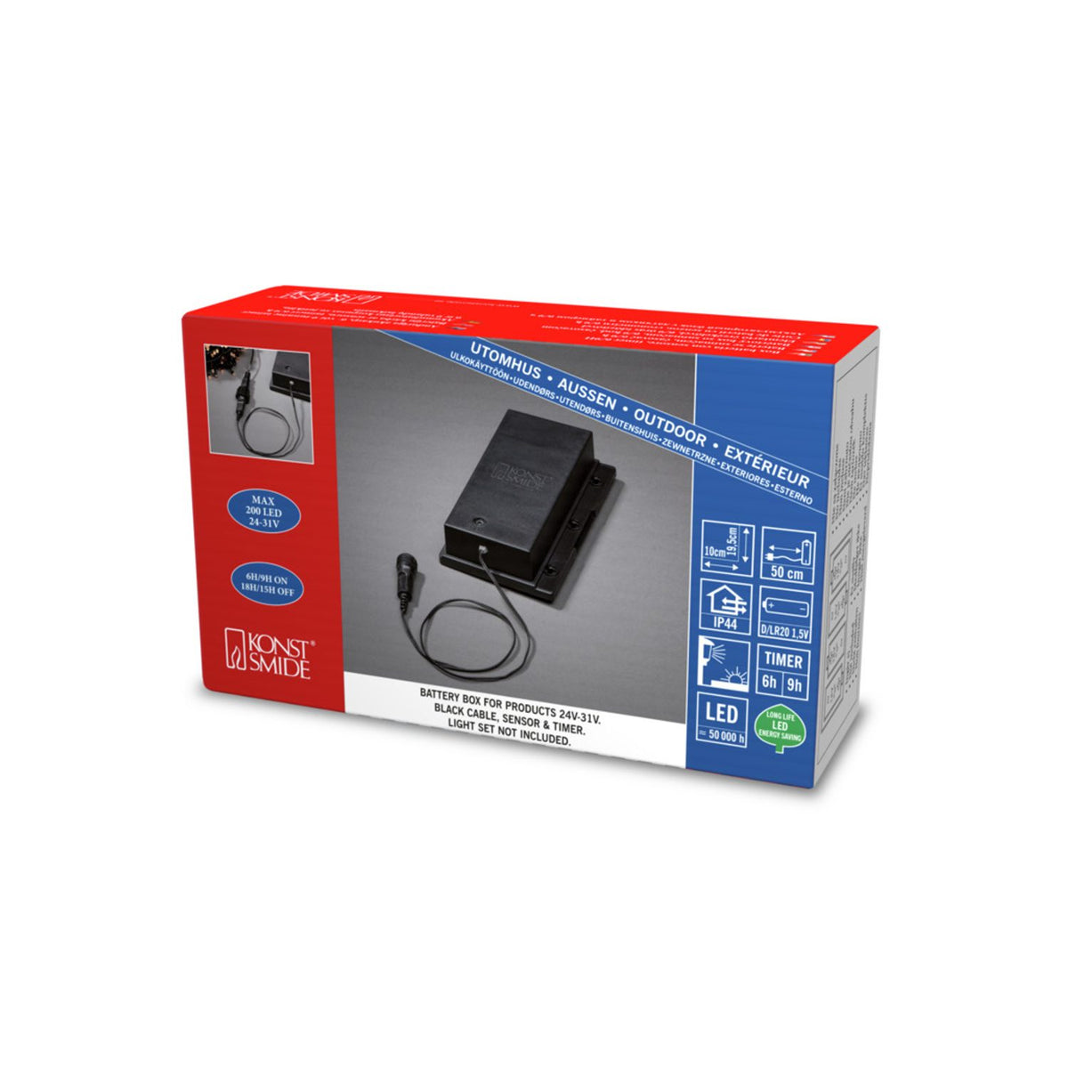 Sensor Timer 6/9H, 4xD 24V-31V/IP44 Batteribox