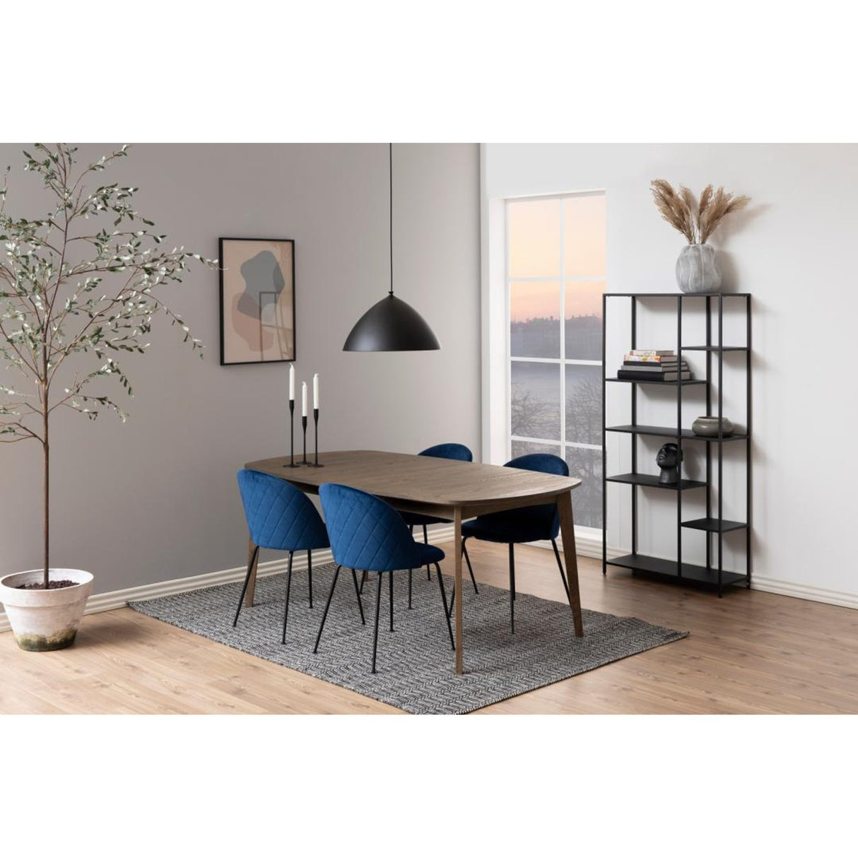 Amber Matstol Dublin tyg Mörkblå