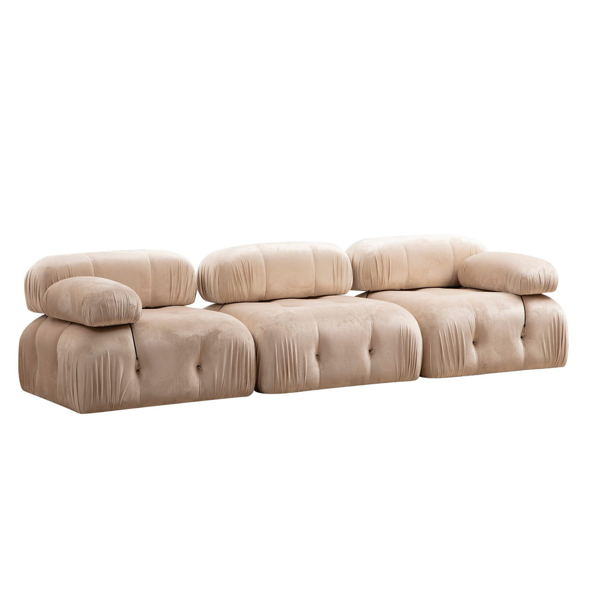 Helsinki 3-sits (288 x 95 x 75 cm) Sammet 3-sitssoffa Creme