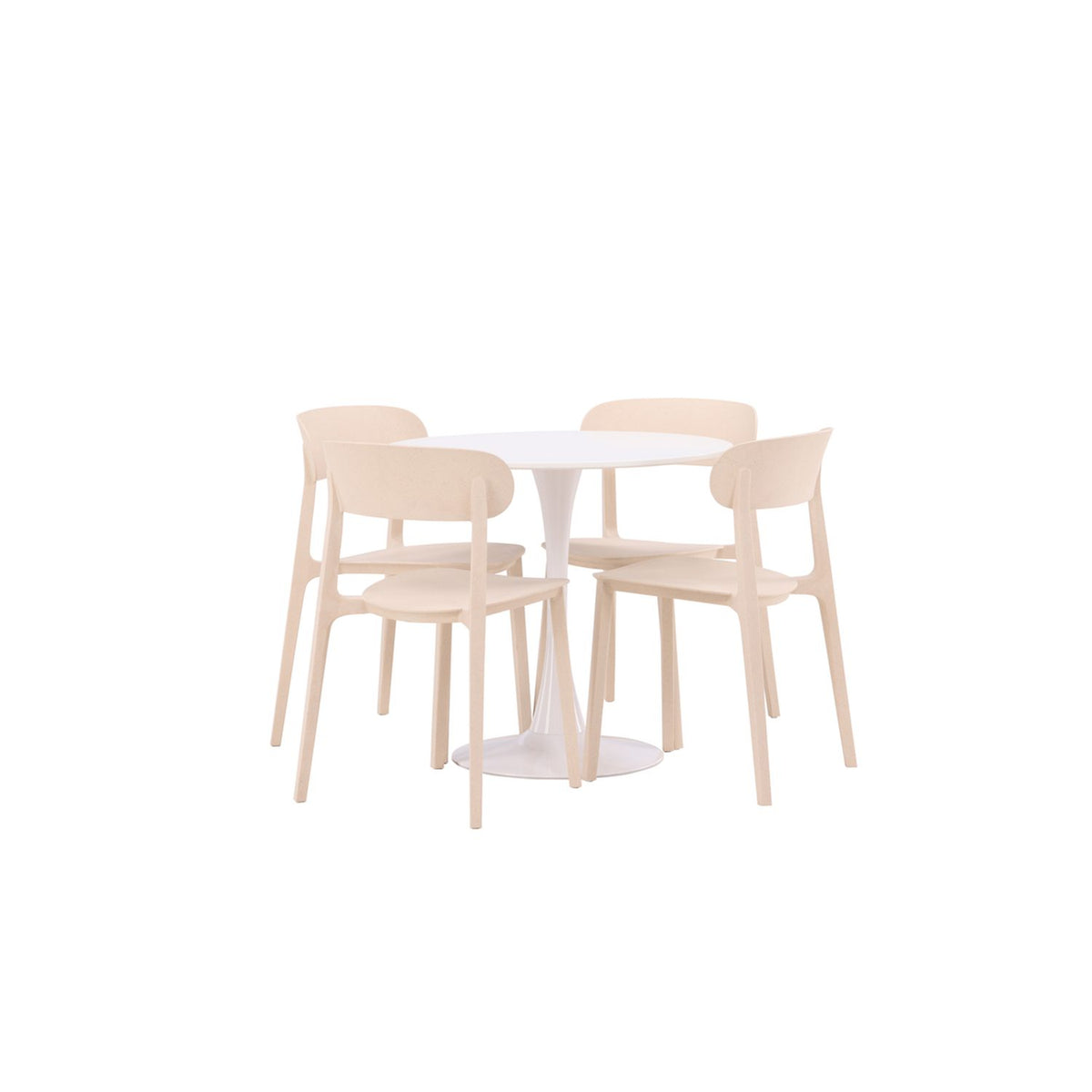 Hamden, Åstol Rund matgrupp Beige, Vit, ⌀80