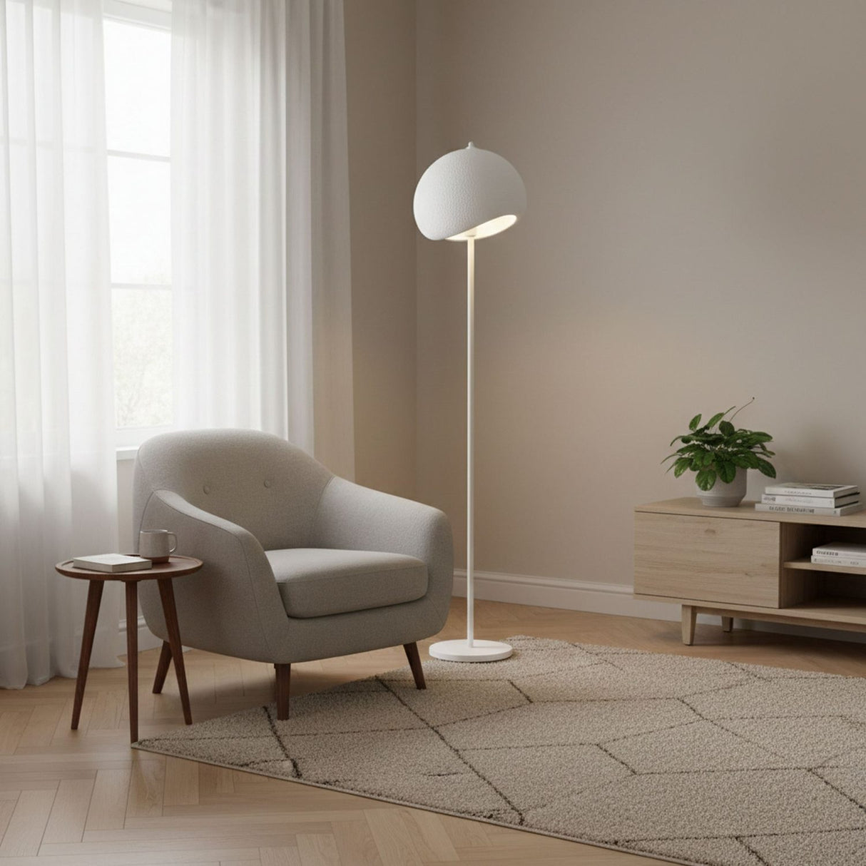 Yontu (H 170 cm) Vit Golvlampa