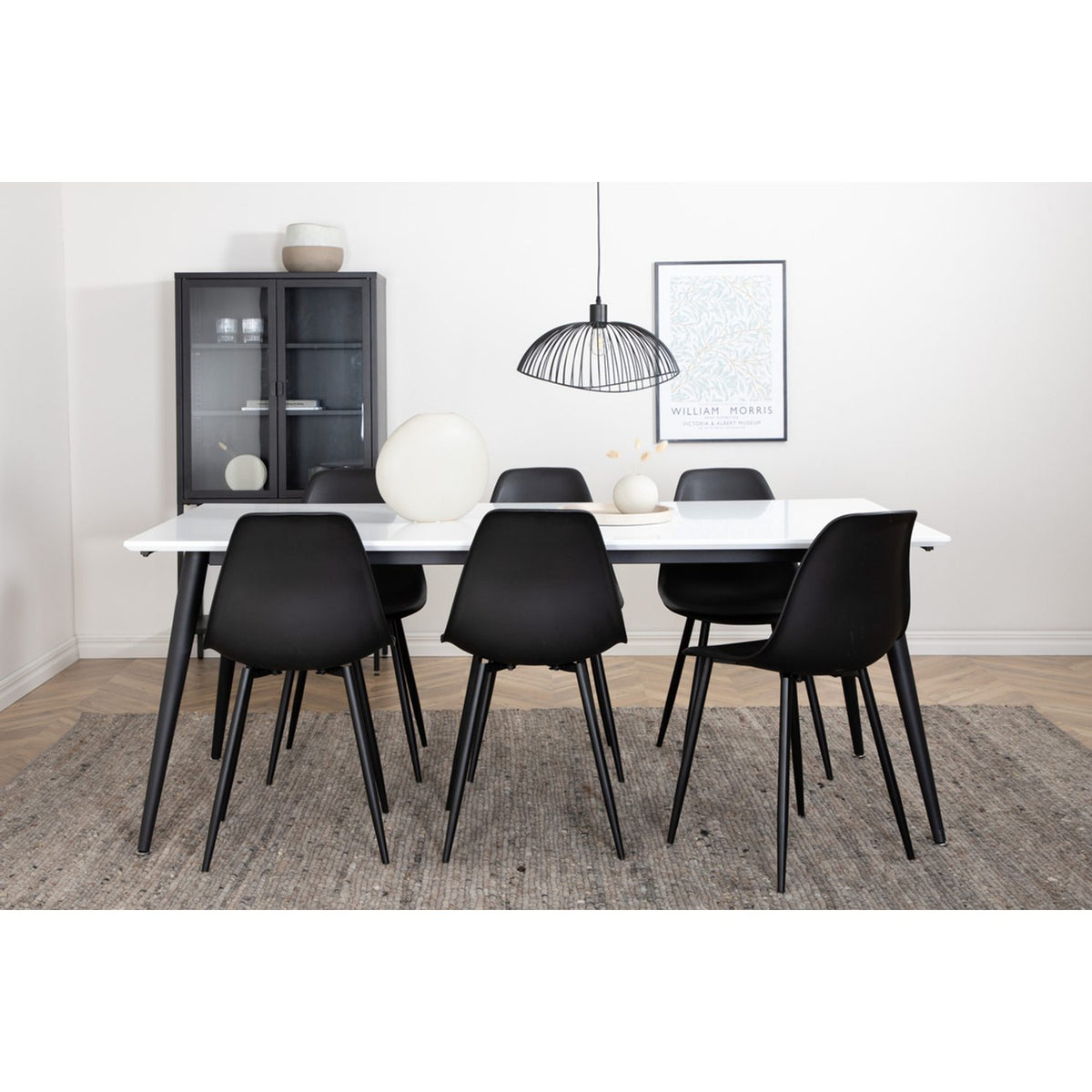 Jimmy, Polar Rektangulär matgrupp Svart, Svart, vit, 195 x 90