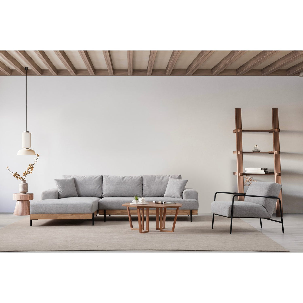 Addis Abeba Oak (170-280 x 98 x 78 cm) Hörnsoffa Grå, Vänster