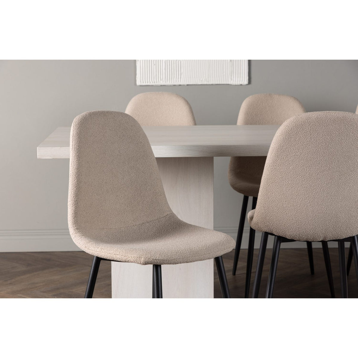 Olga, Polar Rektangulär matgrupp Beige,Svart, Vit, 200 x 90