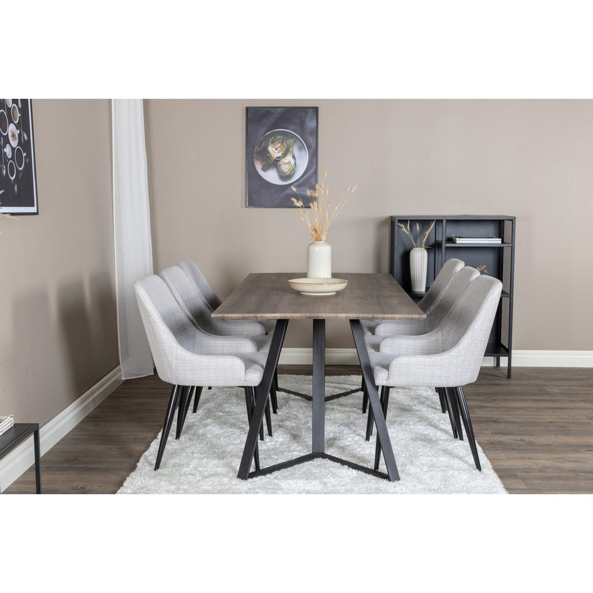 Marina, Plaza Rektangulär matgrupp Svart,Grå, Svart,Grå, 180 x 90