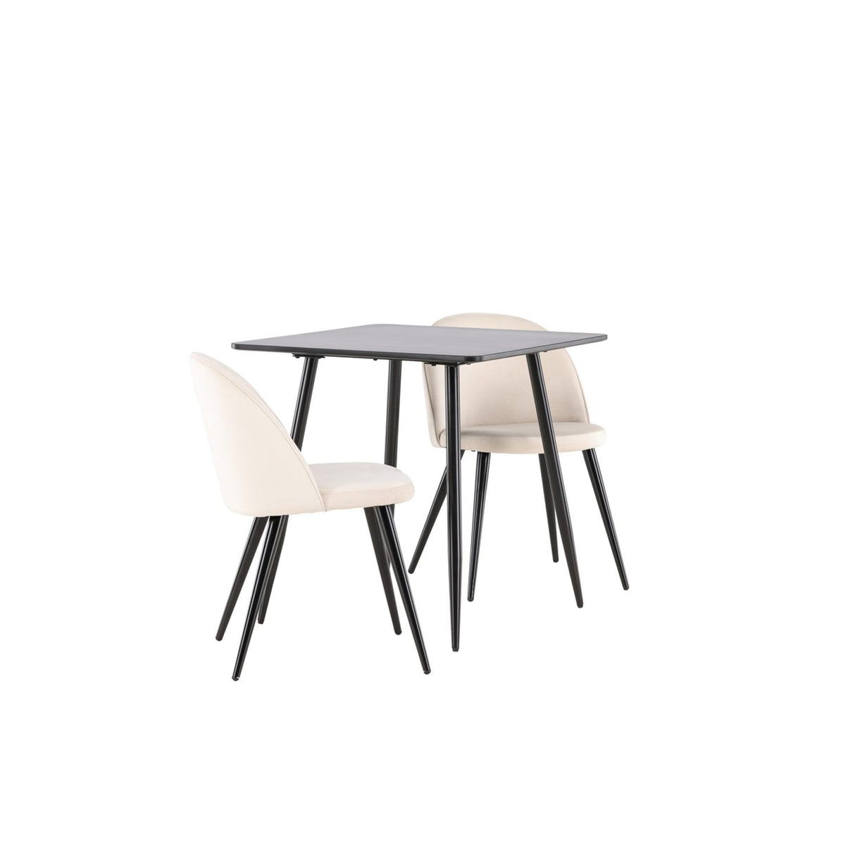 Polar, Velvet Rektangulär matgrupp Beige, svart, Svart, 75 x 75