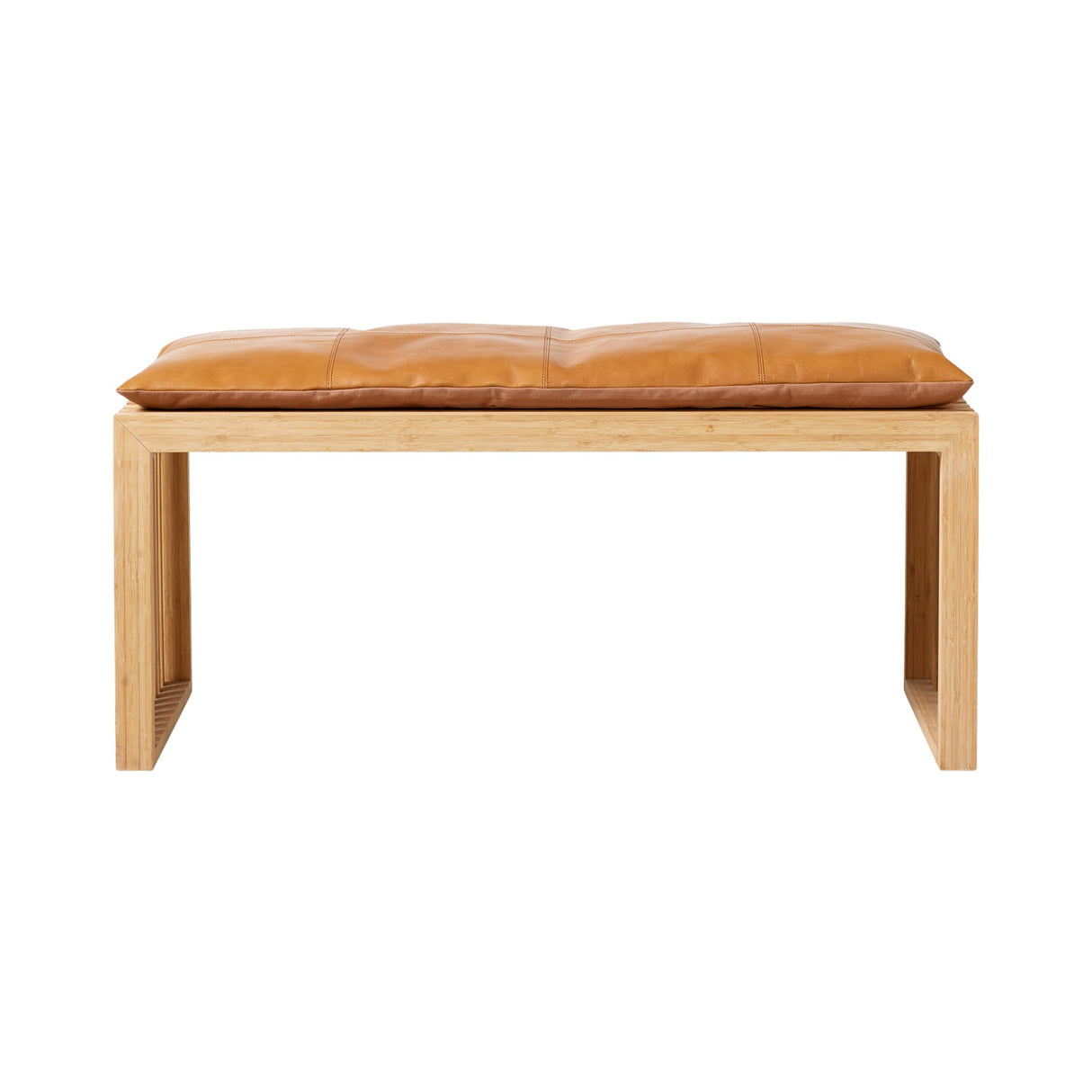 Rib Bänk 3-sits i Bambu med Skinndyna Ljusbrun Sittdyna