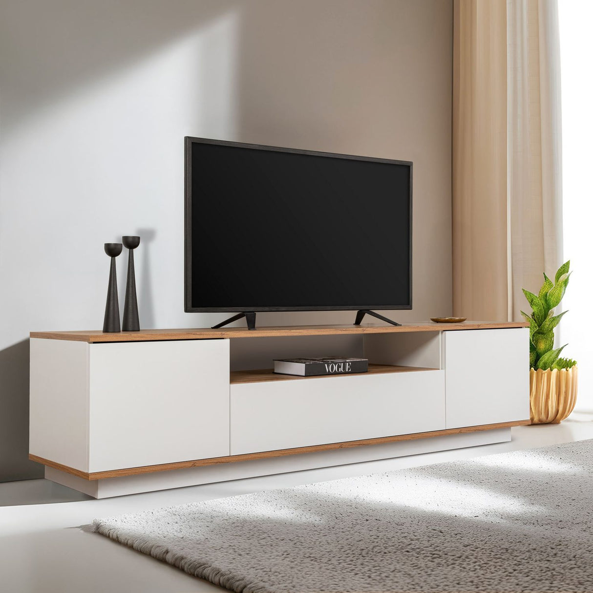 Potenza TV-bänk Vit / Atlantic Pine