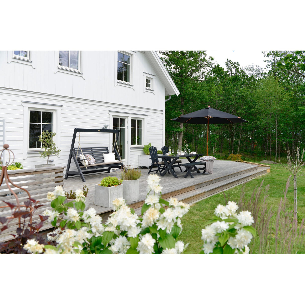 Träparasoll 335 cm Svart