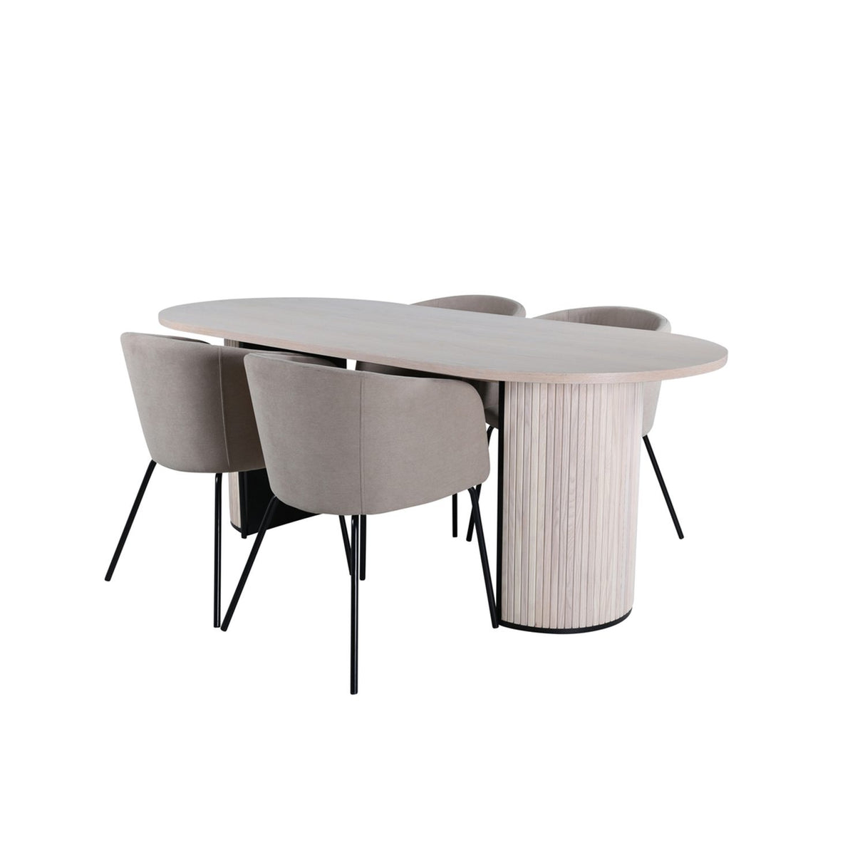 Bianca, Berit Oval matgrupp Beige, Vitputsad, 4st