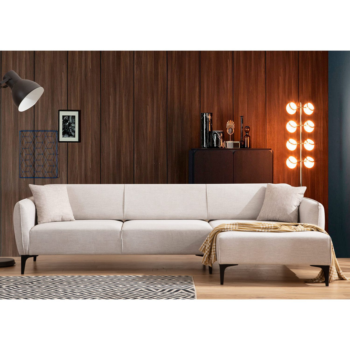 Gaborone (270-140 x 95 x 67 cm) Hörnsoffa Offwhite, Höger