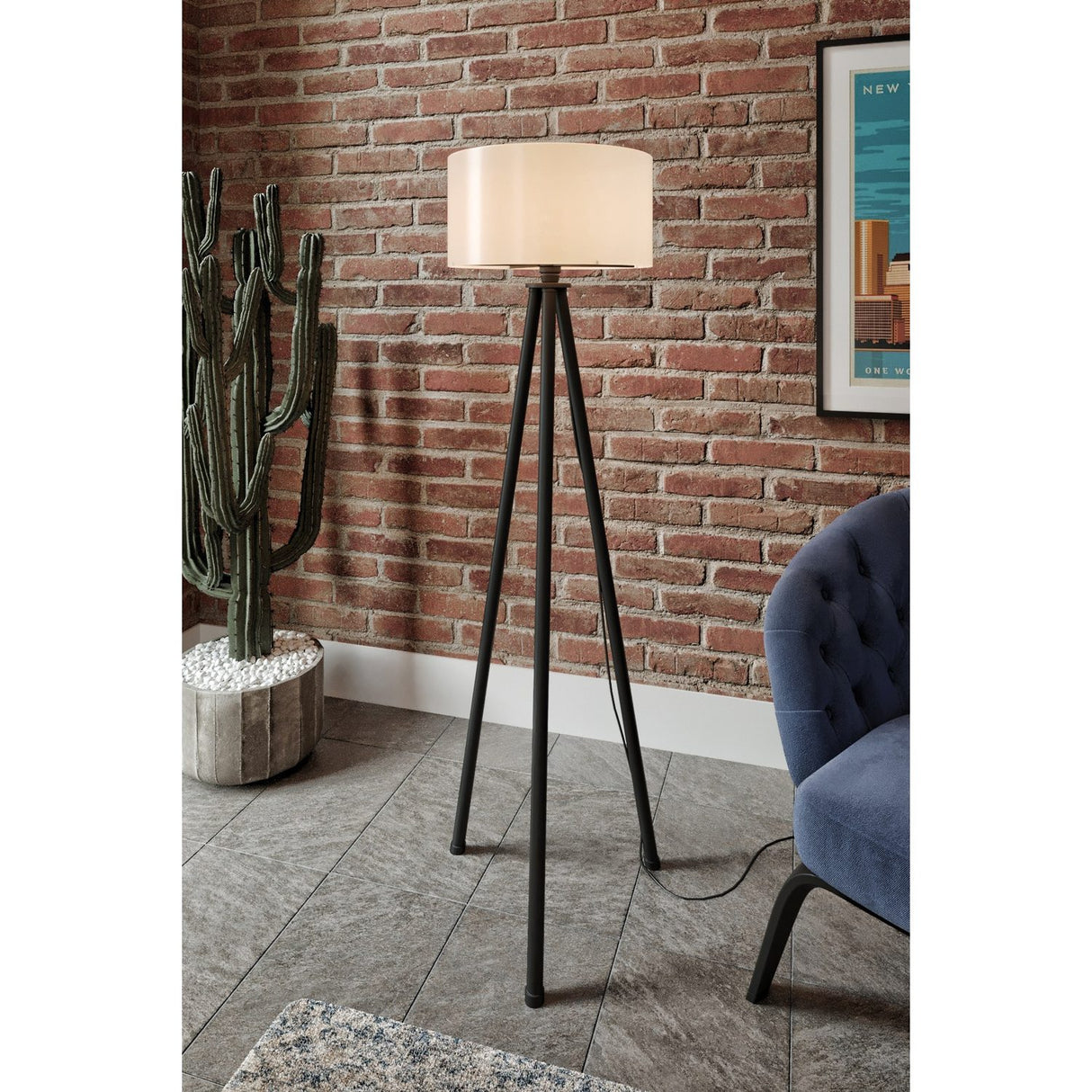 Oslo (H 138 cm) Creme Svart Golvlampa
