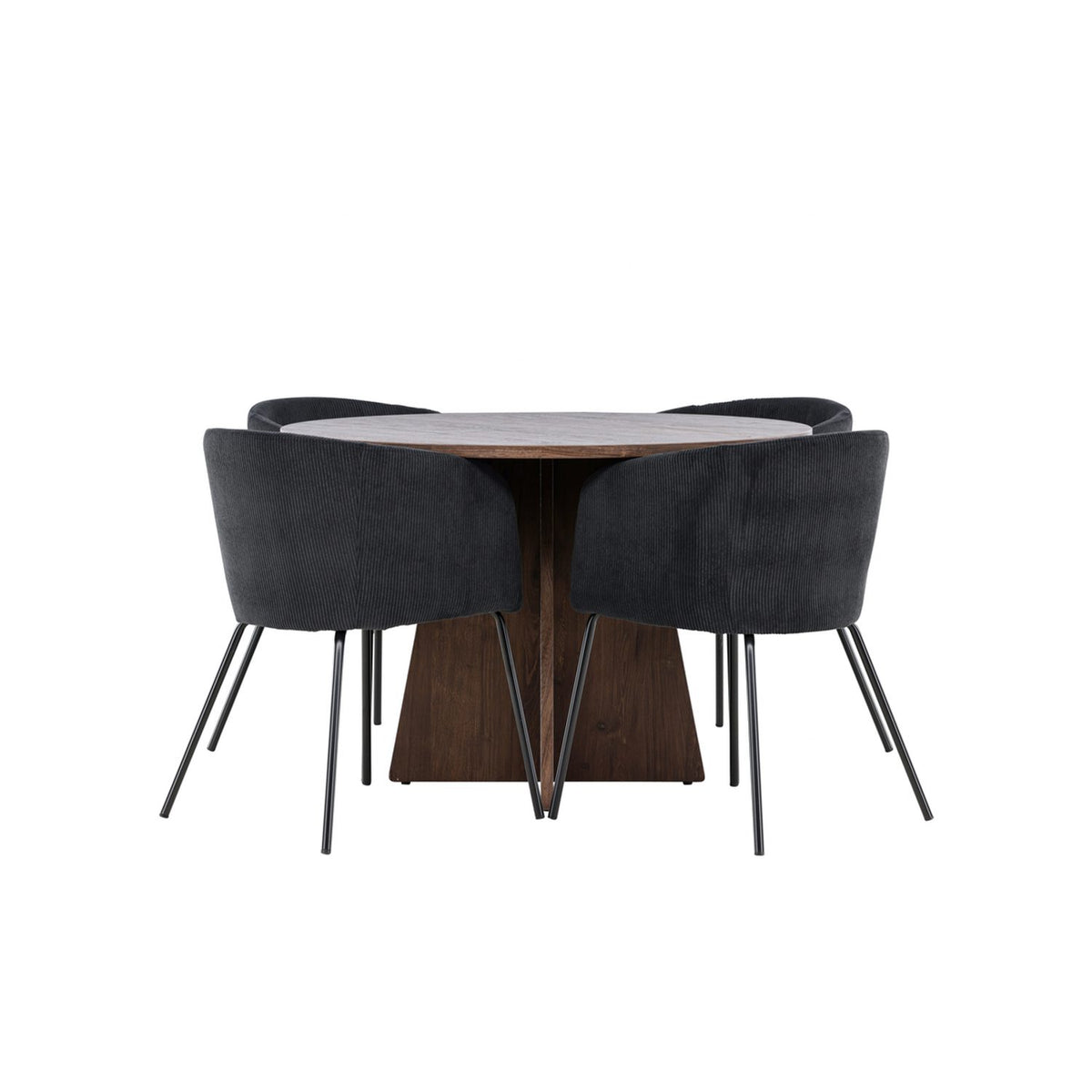 Bootcut, Berit Rund matgrupp Svart, Mocka, ⌀110