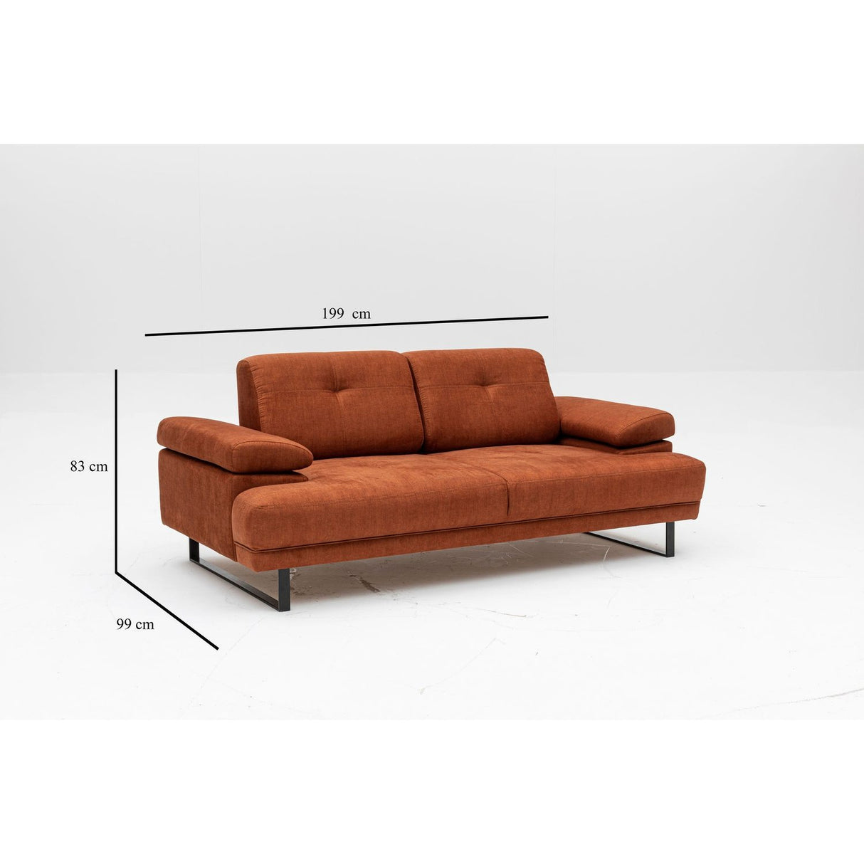 Kingston (199 x 99 x 83 cm) 2-sits bäddsoffa Orange