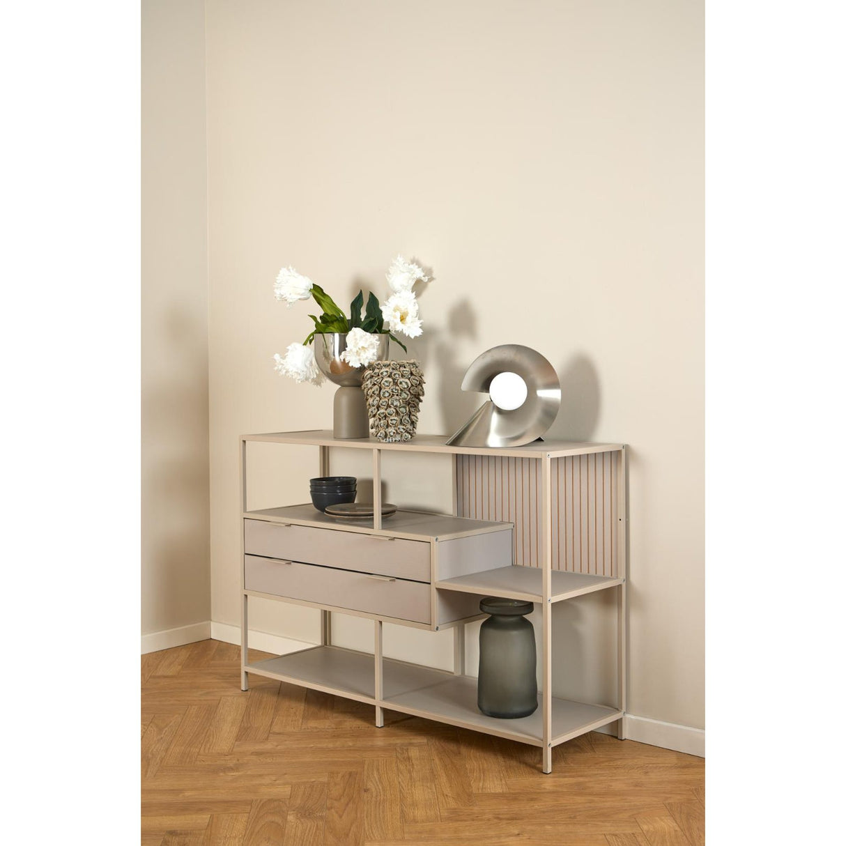 Notting Hill Bokhylla med 2 Lådor 78x114x35 cm Grå