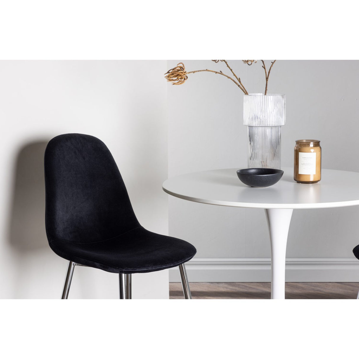 Hamden, Polar Rund matgrupp Svart,Silver, Vit, ⌀80