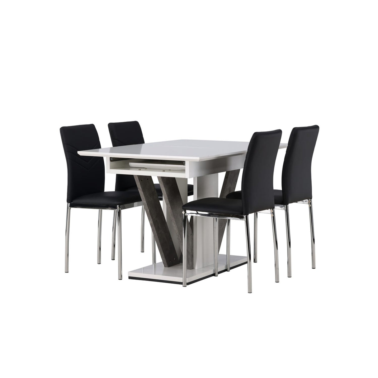 Disa, Lily Rektangulär matgrupp Svart,Silver, Grå,Vit, 120 x 80