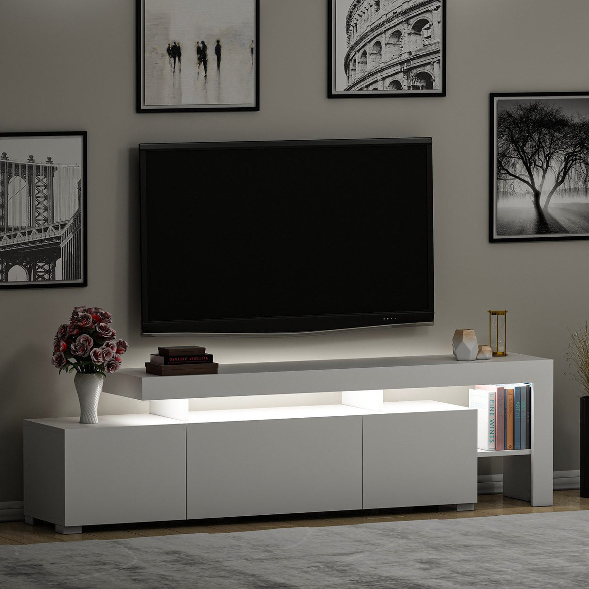 Beliz (192 x 53 x 37 cm) Vit TV-bänk