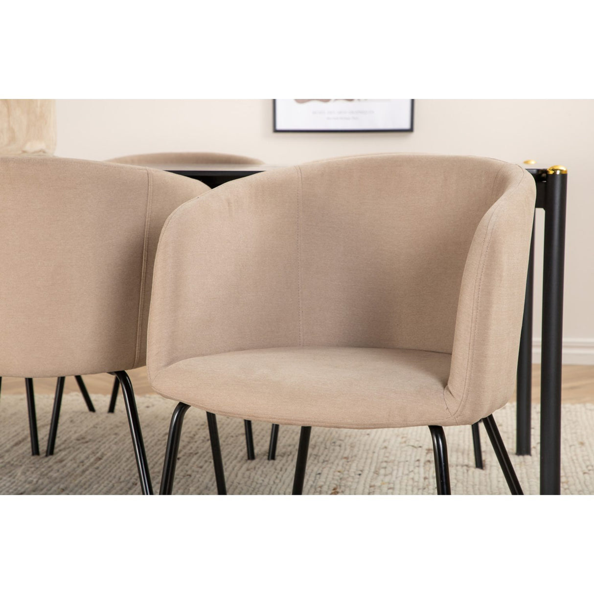 Pelle, Berit Rektangulär matgrupp Beige, Svart, Svart, 190 x 90