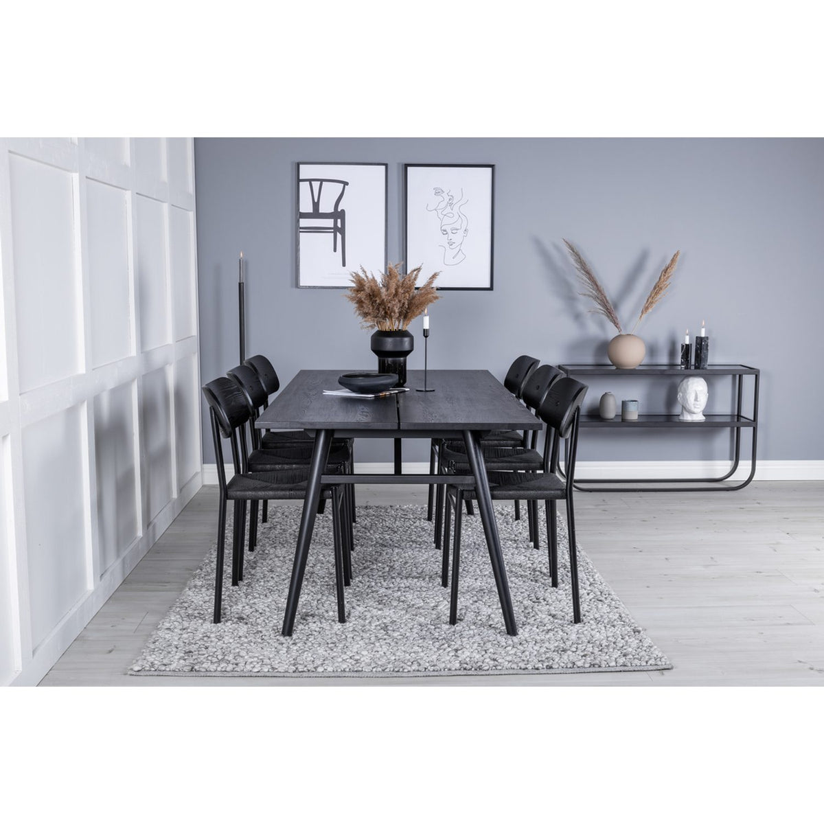 Sleek, Polly Rektangulär matgrupp Svart, Svart, 195 x 95