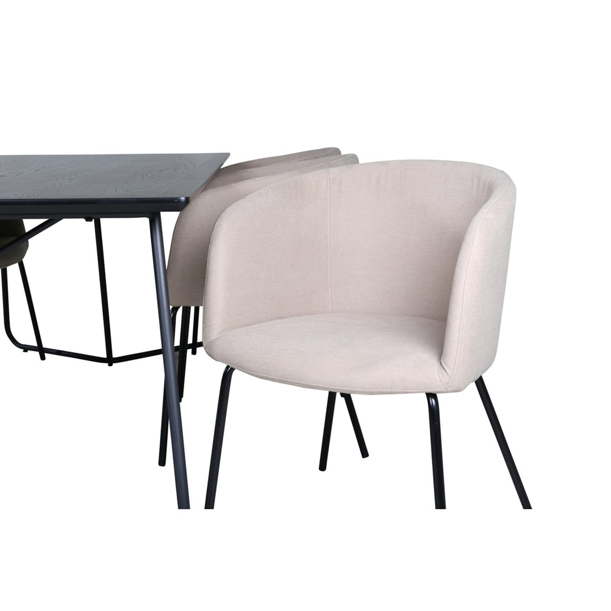 Petra, Berit Rektangulär matgrupp Beige, Svart, Svart, 190 x 90