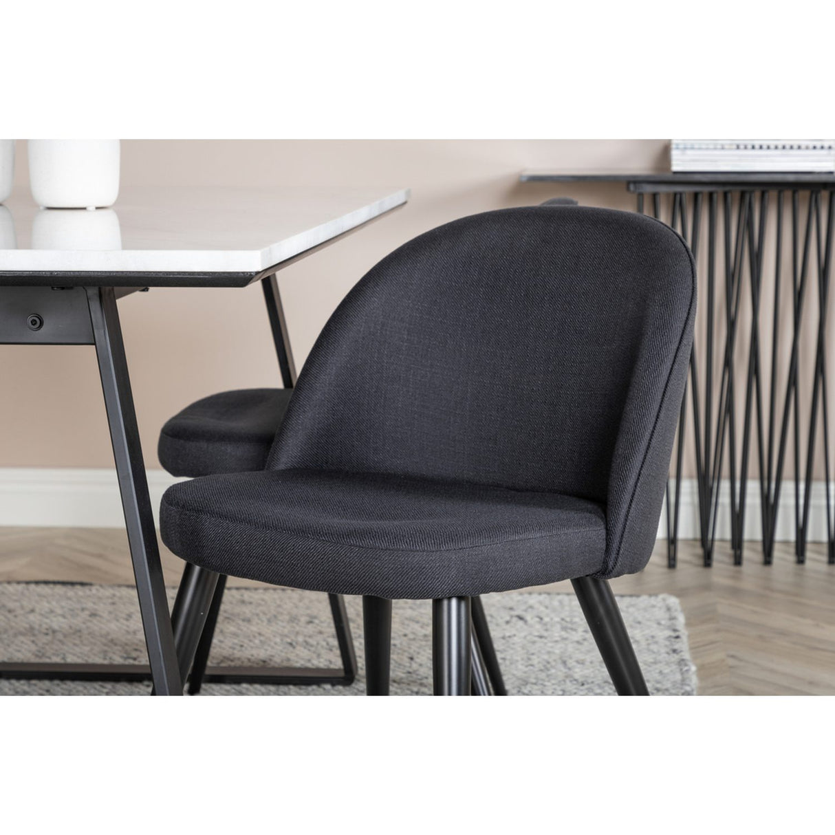 Estelle, Velvet Rektangulär matgrupp Svart, Svart, vit, 140 x 90