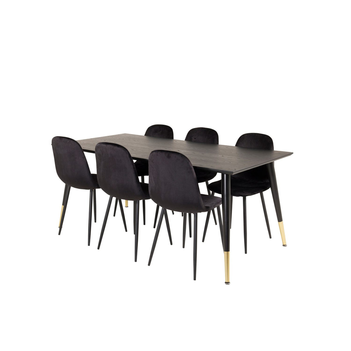 Dipp, Polar Rektangulär matgrupp Svart, Svart, Guld, 180 x 90