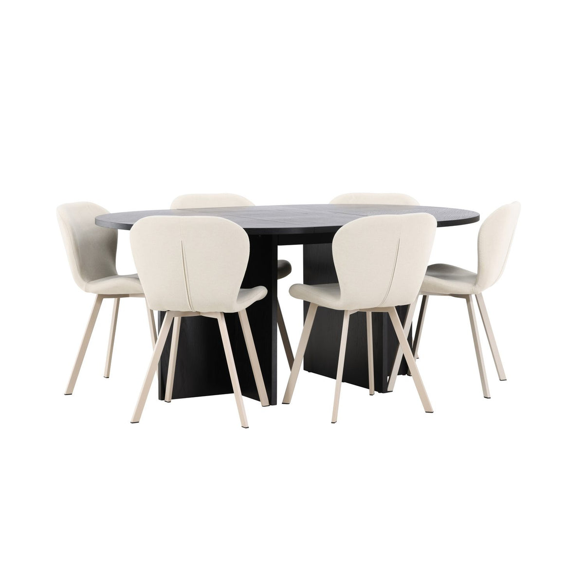 Strada, Lilja Oval matgrupp Beige, Svart, ⌀120