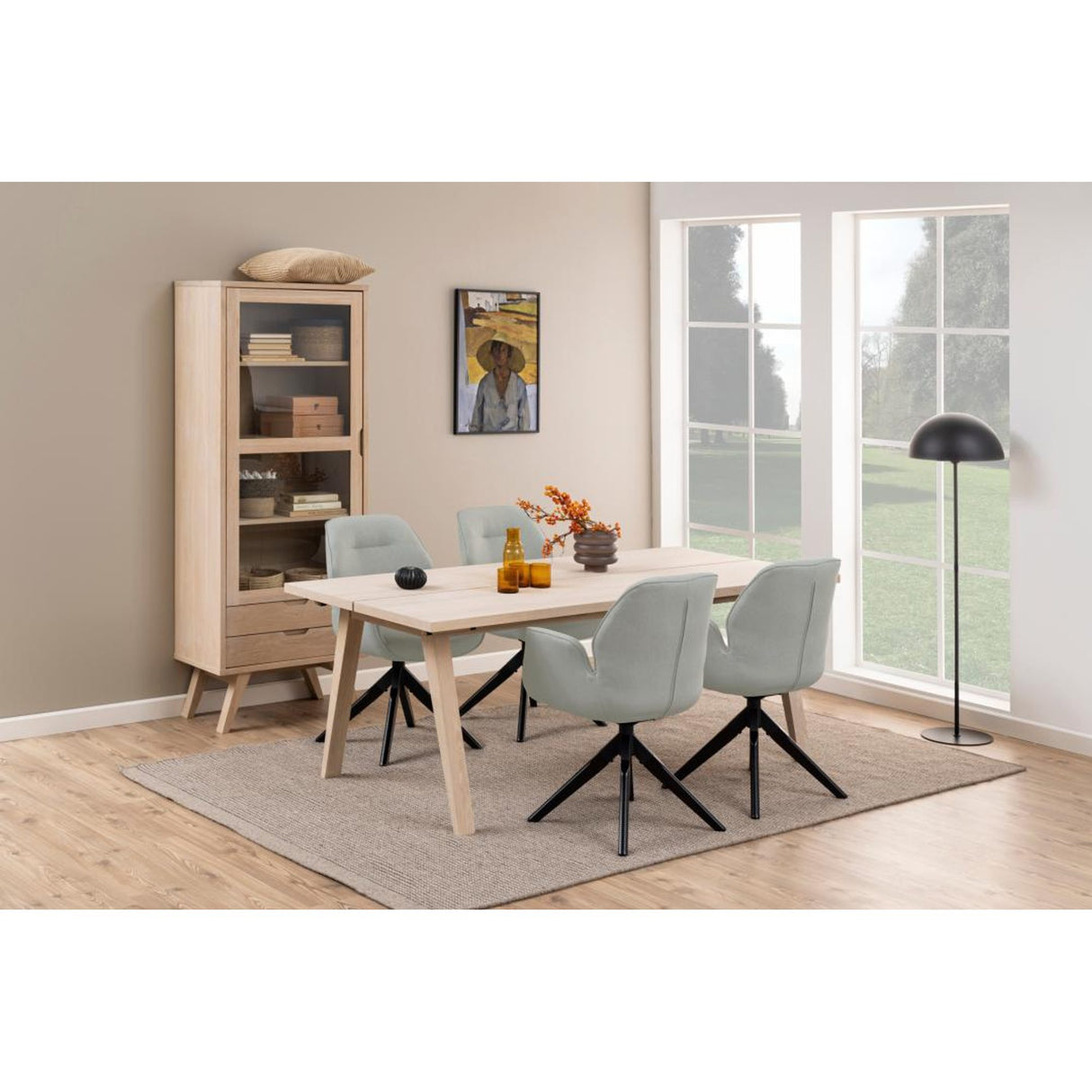 Arendal Vitrinskåp 190x72x42 cm Vitpigmenterad Ek