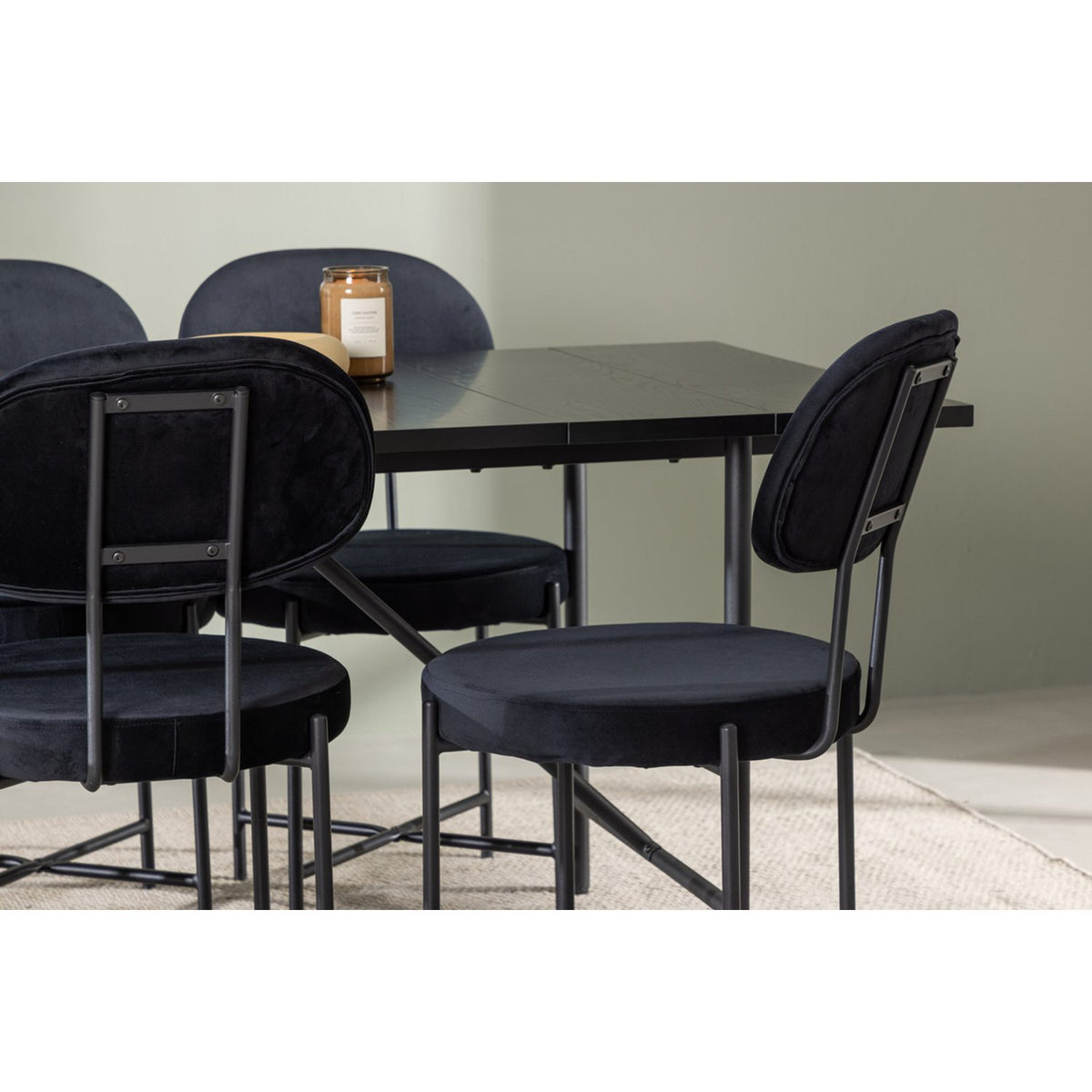 Astrid, Stella Rektangulär matgrupp Svart, Svart, 200 x 90