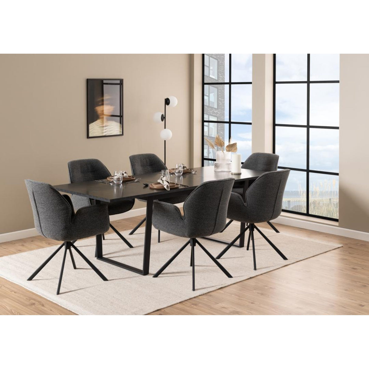 Millau Karmstol Snurr Monza tyg Antracit