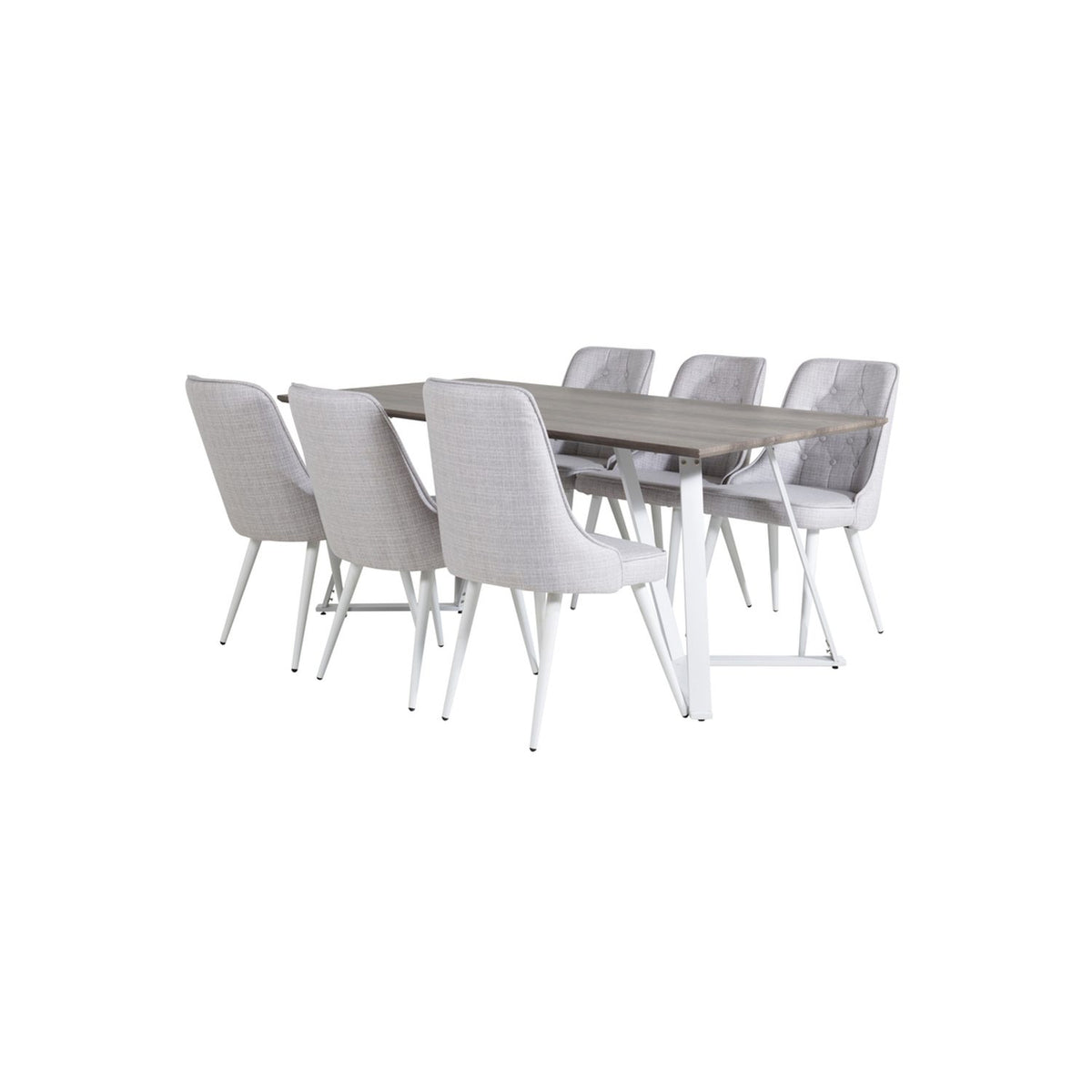 Marina, Velvet Deluxe Rektangulär matgrupp Vit, Grå,Vit, 180 x 90