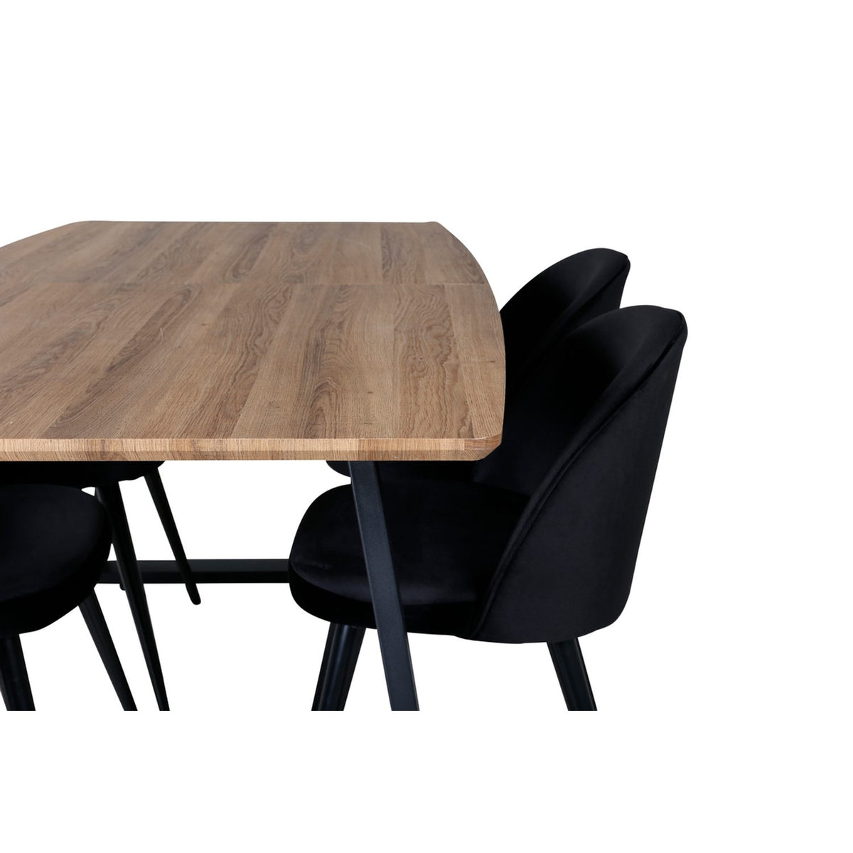 Inca, Velvet Rektangulär matgrupp Svart, Svart,Natur, 160 x 85