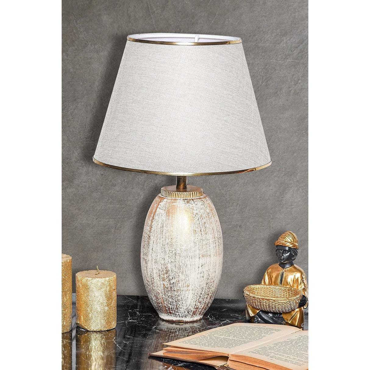 Tbilisi (40 x 30 x 40 cm) Creme Guld Bordslampa