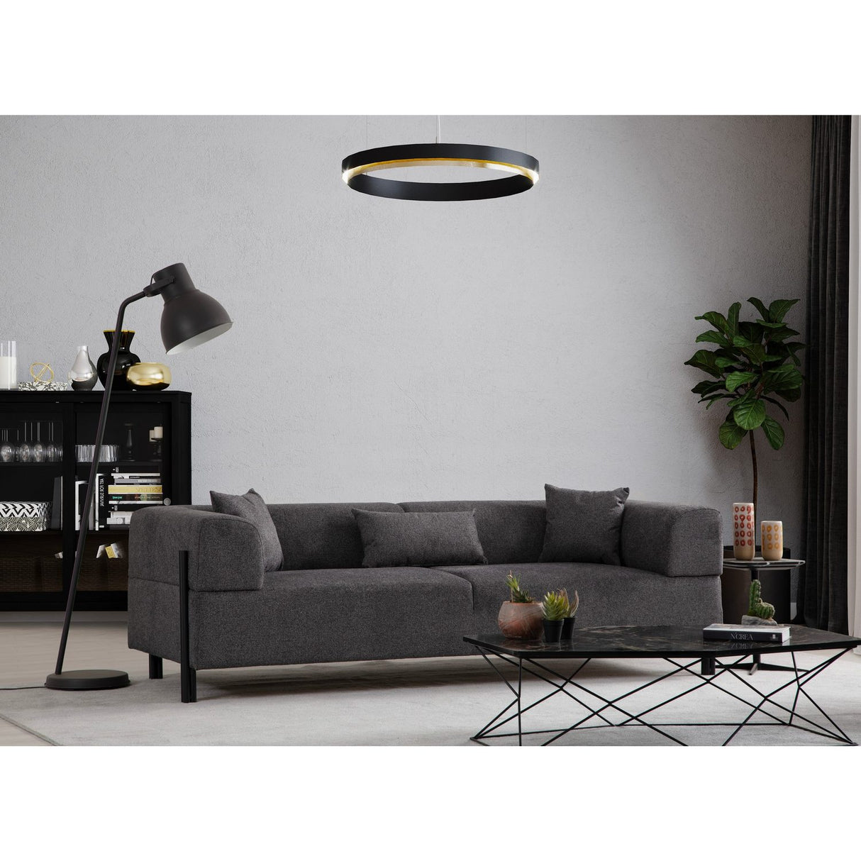 Doha 3-sits (225 x 93 x 75 cm) 3-sitssoffa Antracit