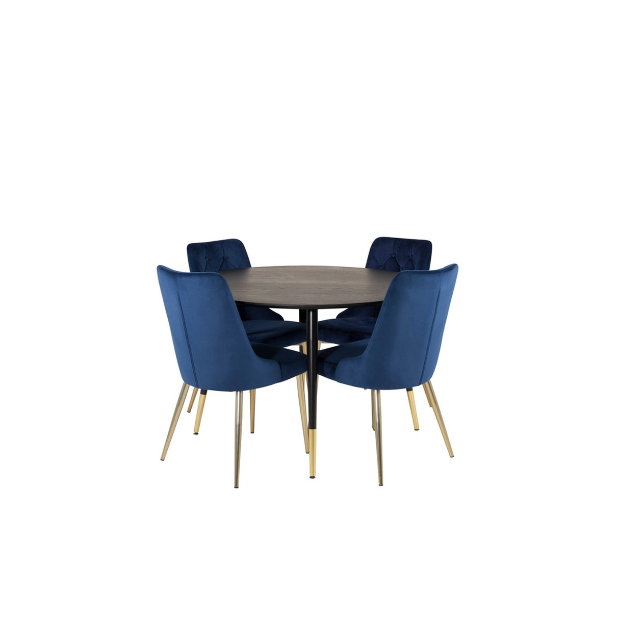 Dipp, Velvet Deluxe Rund matgrupp Blå, Guld, Svart, Guld, ⌀115