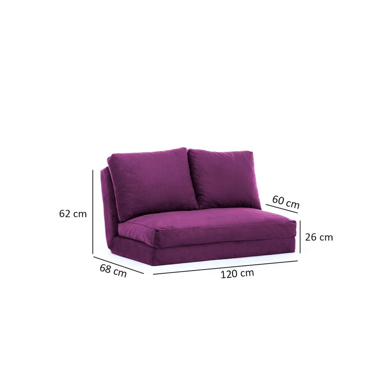 Taida (130 x 125 x 30 cm) 2-sits bäddsoffa Lila