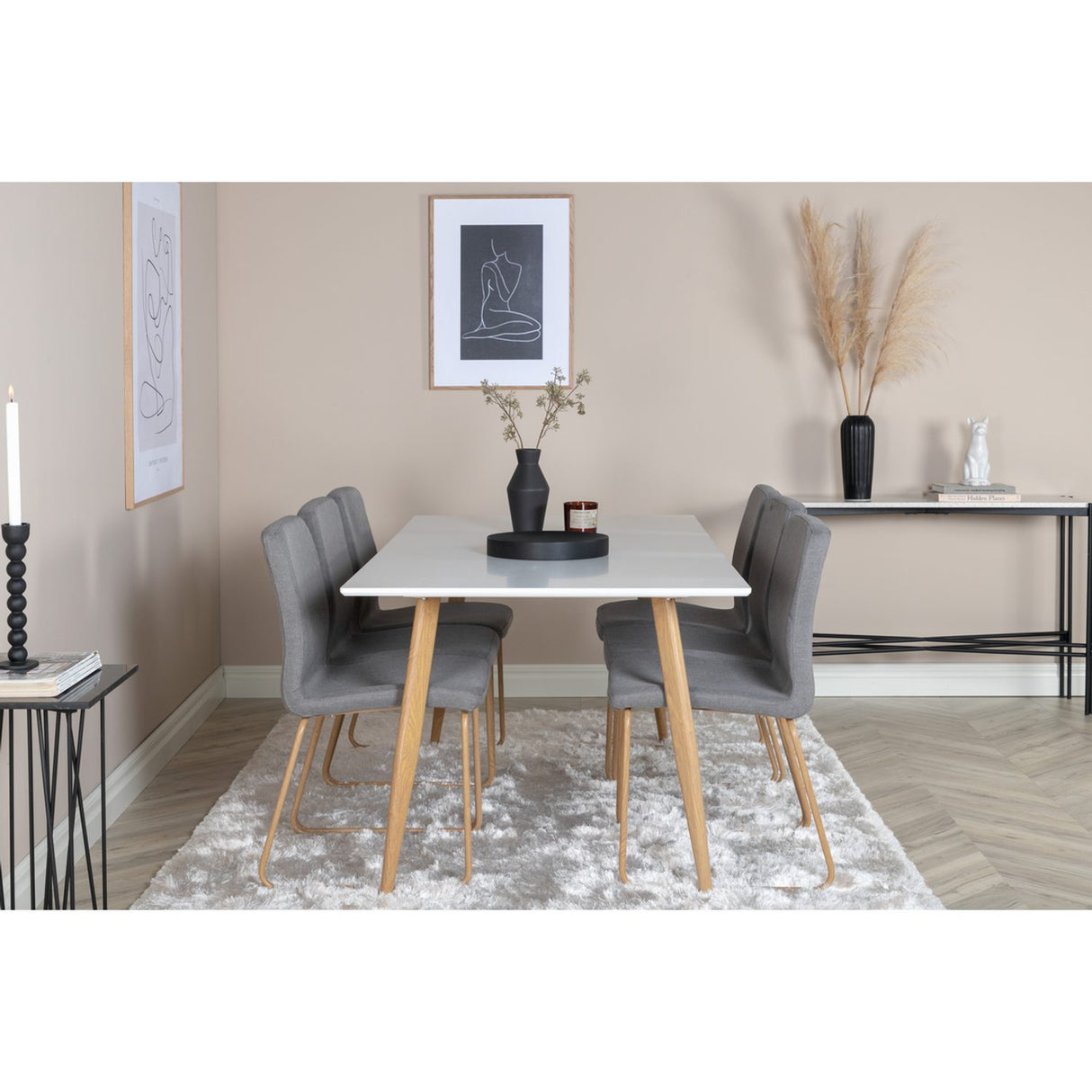 Polar, Mace Rektangulär matgrupp Grå,Natur, Natur,VIT, 180 x 90