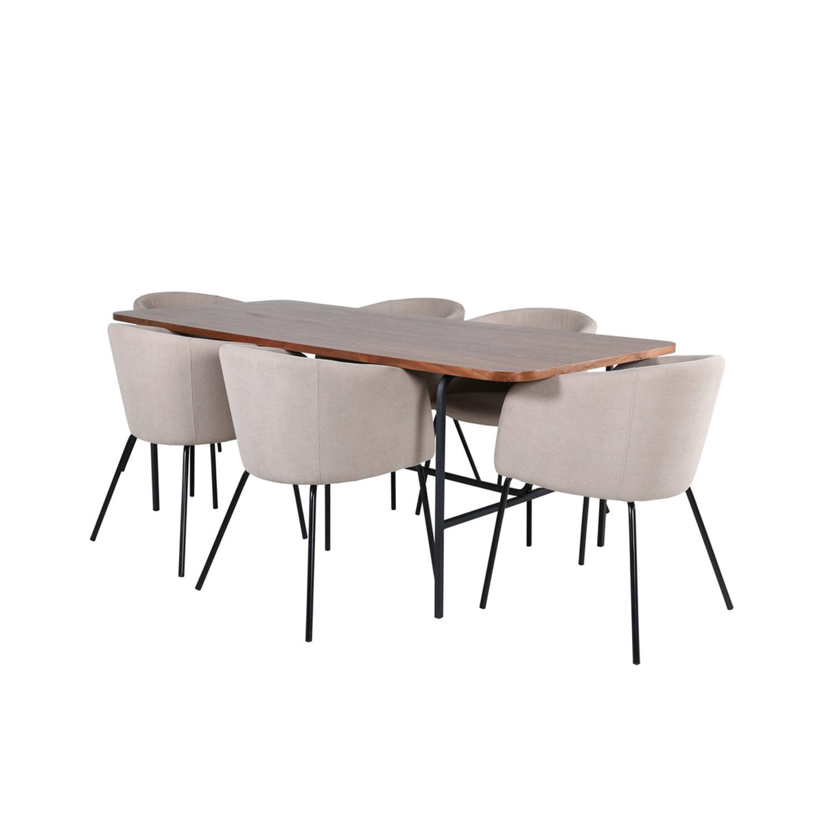Uno, Berit Rektangulär matgrupp Beige, Svart, Svart,Natur, 200 x 90